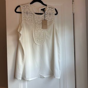 Halogen lace and crepe top in ivory cloud XXL NWT